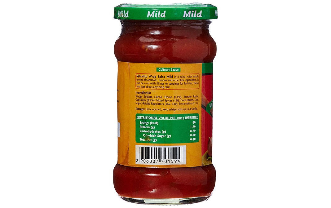 Salsalito Wrap Salsa Mild    Glass Jar  283 grams
